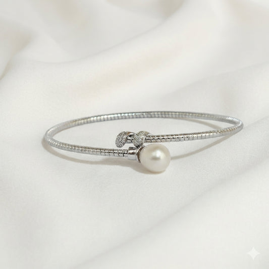 ZEVARAZ Nira Pearl Serpentine Silver Bracelet