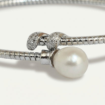 ZEVARAZ Nira Pearl Serpentine Silver Bracelet