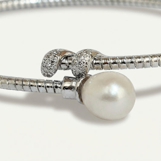 ZEVARAZ Nira Pearl Serpentine Silver Bracelet
