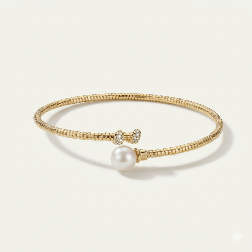 ZEVARAZ Nira Serpentine Pearl Gold Polish Bracelet
