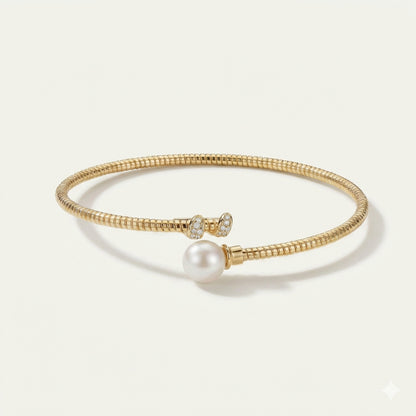 ZEVARAZ Nira Pearl Serpintine Silver Bracelet