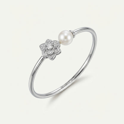 ZEVARAZ Nira Pearl & Silver Bracelet