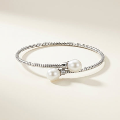 ZEVARAZ Nira Twin Pearl Silver Bracelet