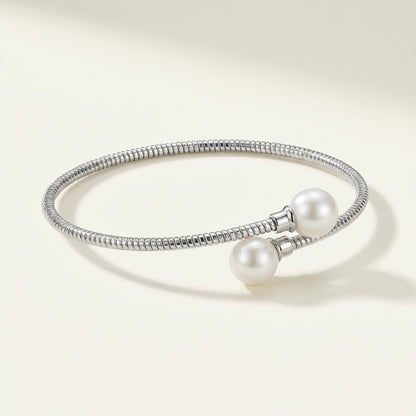 ZEVARAZ Nira Twin Pearl Silver Bracelet