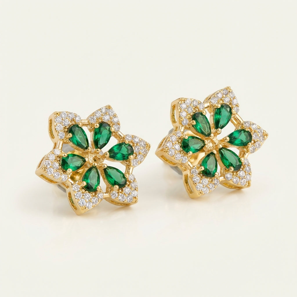 ZEVARAZ Ratna Panna Pushpa Studs