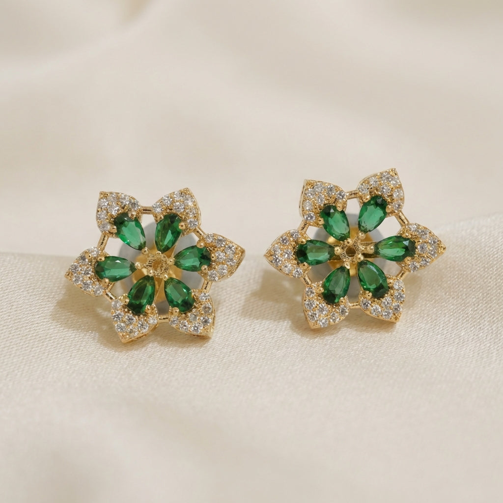 ZEVARAZ Ratna Panna Pushpa Studs