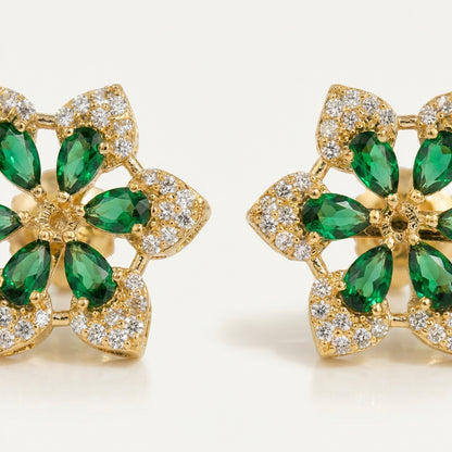 ZEVARAZ Ratna Panna Pushpa Studs