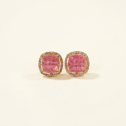 ZEVARAZ Ratna Gulabi Kamal Studs