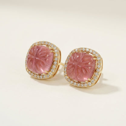 ZEVARAZ Ratna Gulabi Kamal Studs