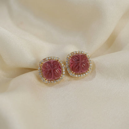 ZEVARAZ Ratna Gulabi Kamal Studs