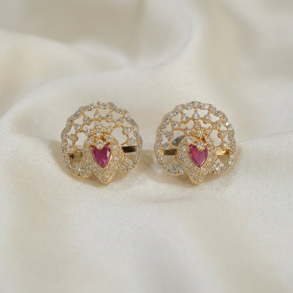 ZEVARAZ Ratna Mayur Pankh Studs