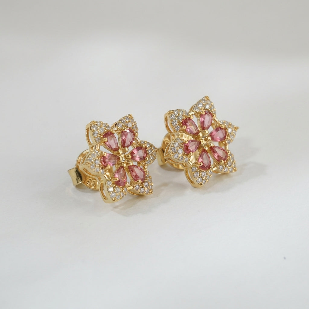 ZEVARAZ Ratna Ruby Pushpa Studs