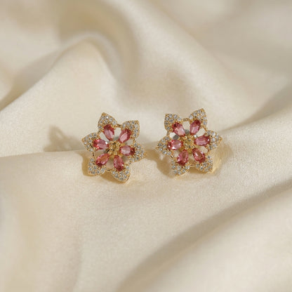ZEVARAZ Ratna Ruby Pushpa Studs