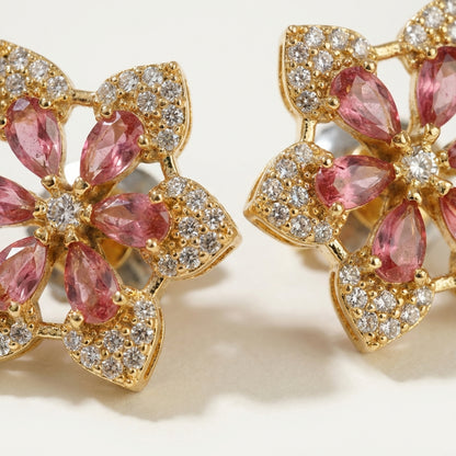 ZEVARAZ Ratna Ruby Pushpa Studs
