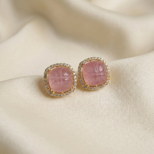 ZEVARAZ Ratna Gulabi Kamal Studs