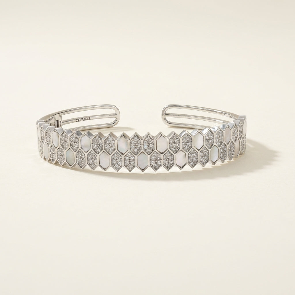ZEVARAZ Sia Sheesh Mahal Open Cuff Bracelet