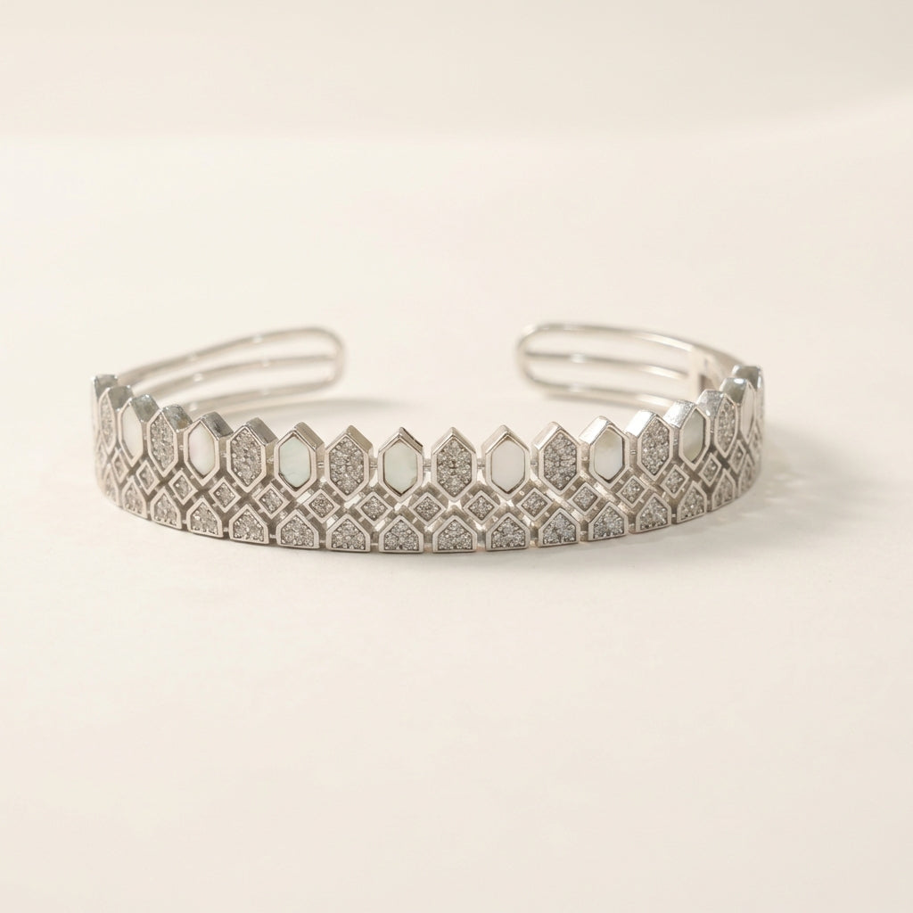 ZEVARAZ Sia Sheesh Mahal Open Cuff Bracelet