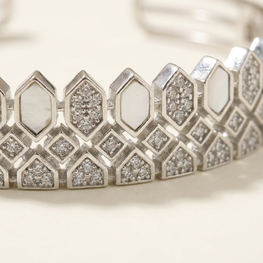 ZEVARAZ Sia Sheesh Mahal Open Cuff Bracelet