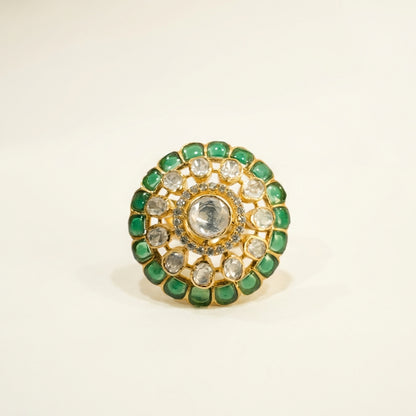 ZEVARAZ Aabha Akaar Kundan Silver Ring