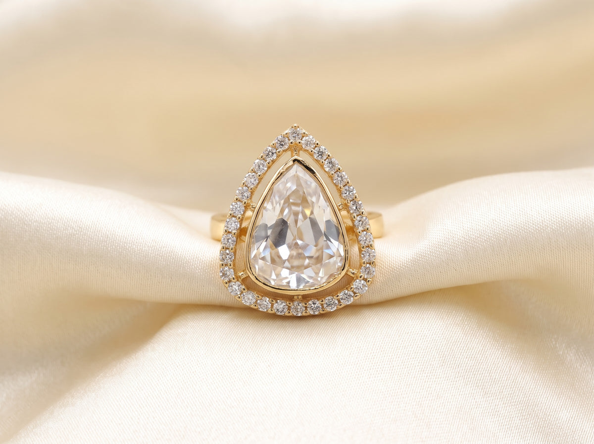 Front catalog view of the ZEVARAZ Aabha Boond Polki Silver Ring