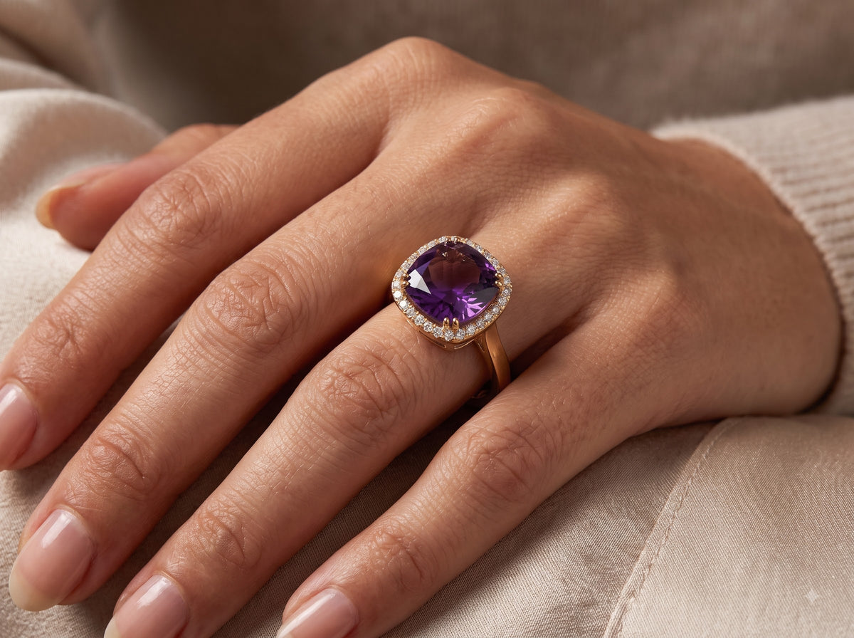 The ZEVARAZ Ratna Jamuni Chand Silver Ring worn on a hand