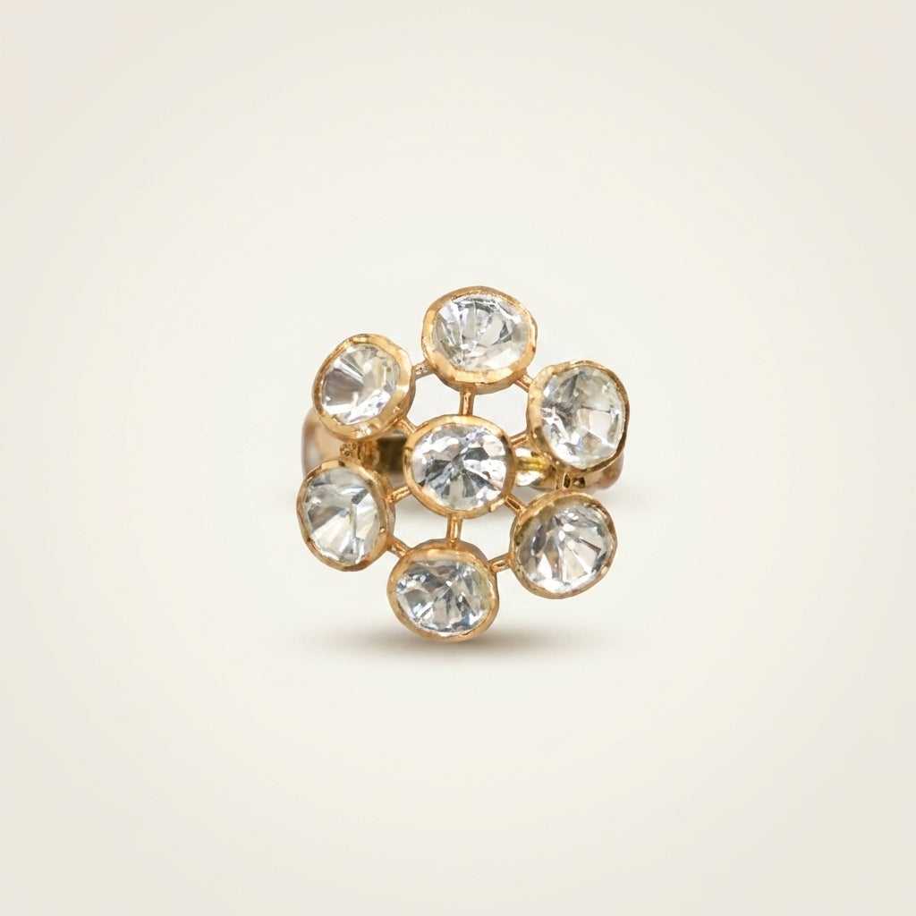 Front catalog view of the ZEVARAZ Aabha Polki Guchcha Silver Ring