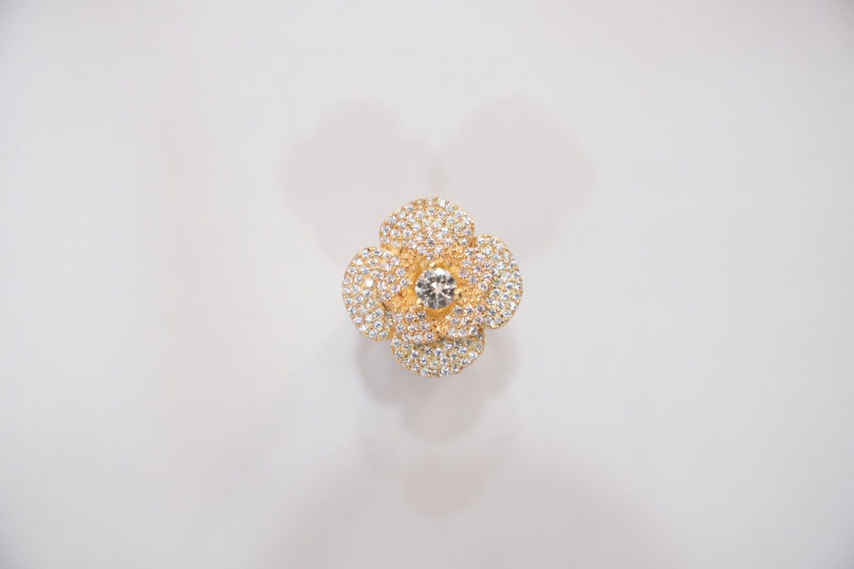 Studio photograph of the ZEVARAZ Ratna Sunehra Phool Silver Ring