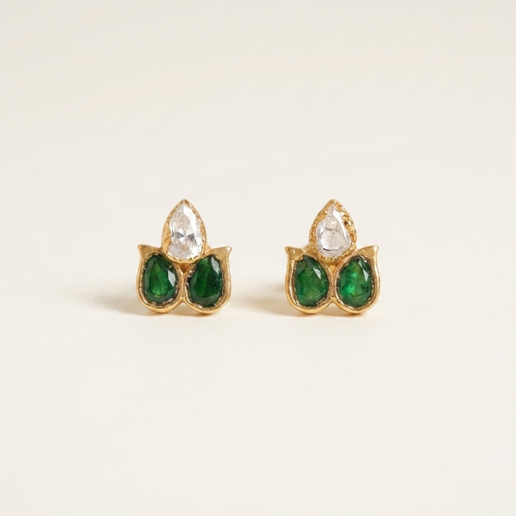 ZEVARAZ Aabha Aasha Studs, front catalog view