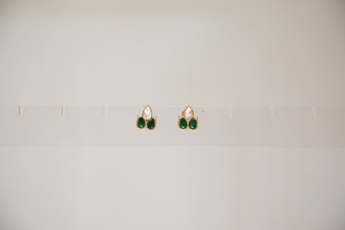 ZEVARAZ Aabha Aasha Studs, studio reference shot of the pair