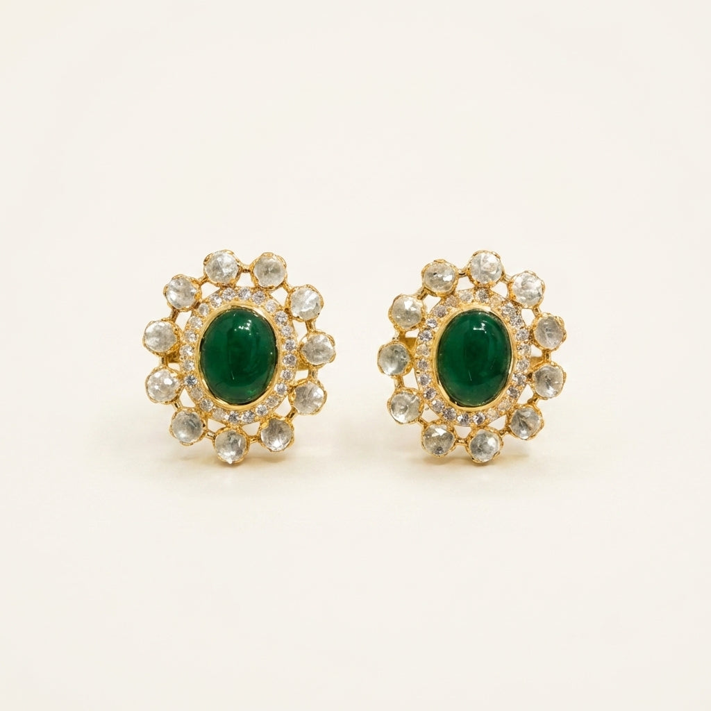 ZEVARAZ Aabha Bahar Studs, front catalog view