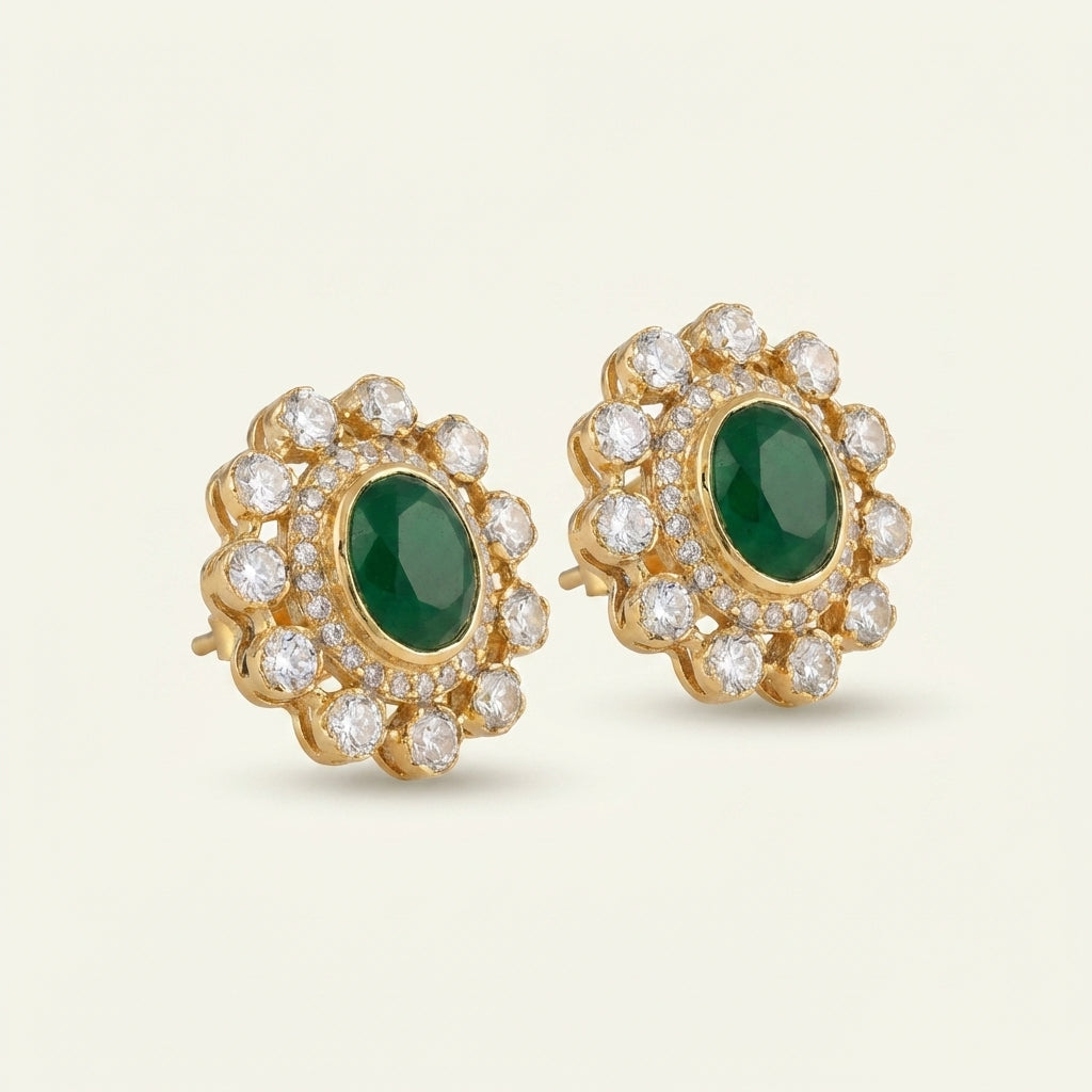 ZEVARAZ Aabha Bahar Studs, angled view showing the openwork bezels