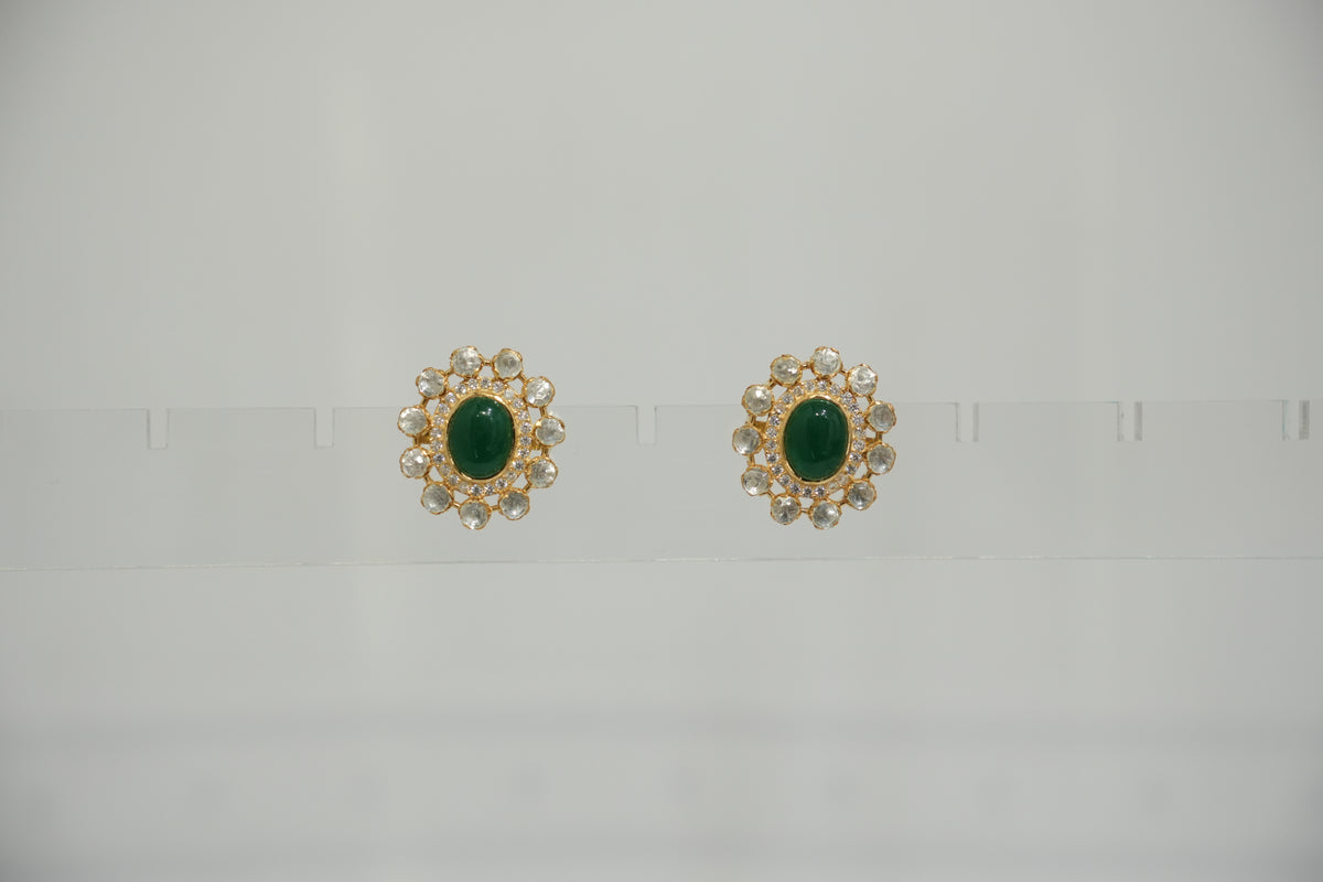 ZEVARAZ Aabha Bahar Studs, full pair on a neutral background
