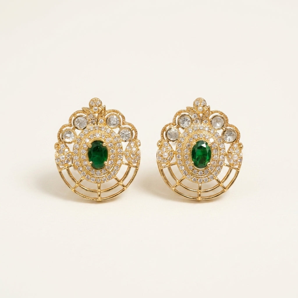 ZEVARAZ Aabha Deepti Studs, front catalog view