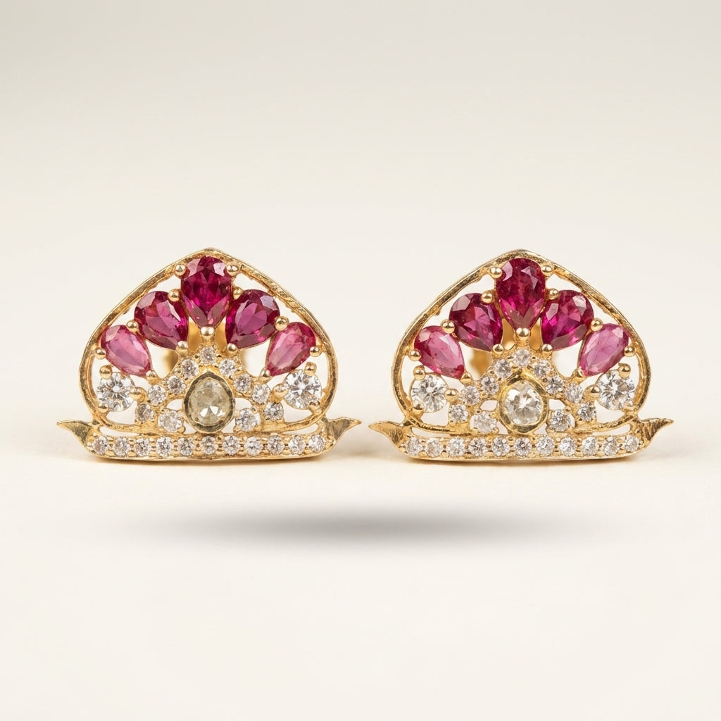 ZEVARAZ Ratna Nita Studs photographed on ivory fabric