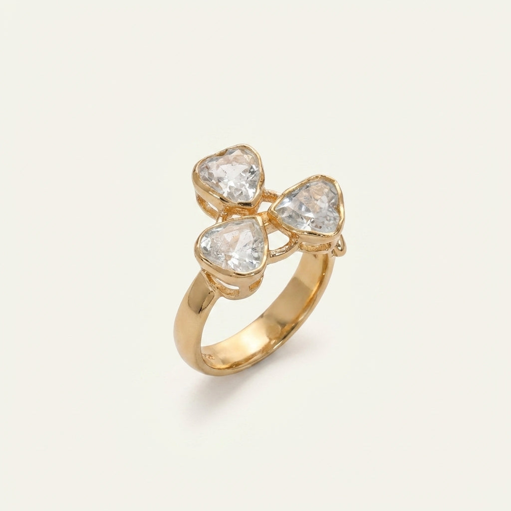 Angled view of the ZEVARAZ Aabha Trikon Polki Silver Ring showing the triangular polki setting