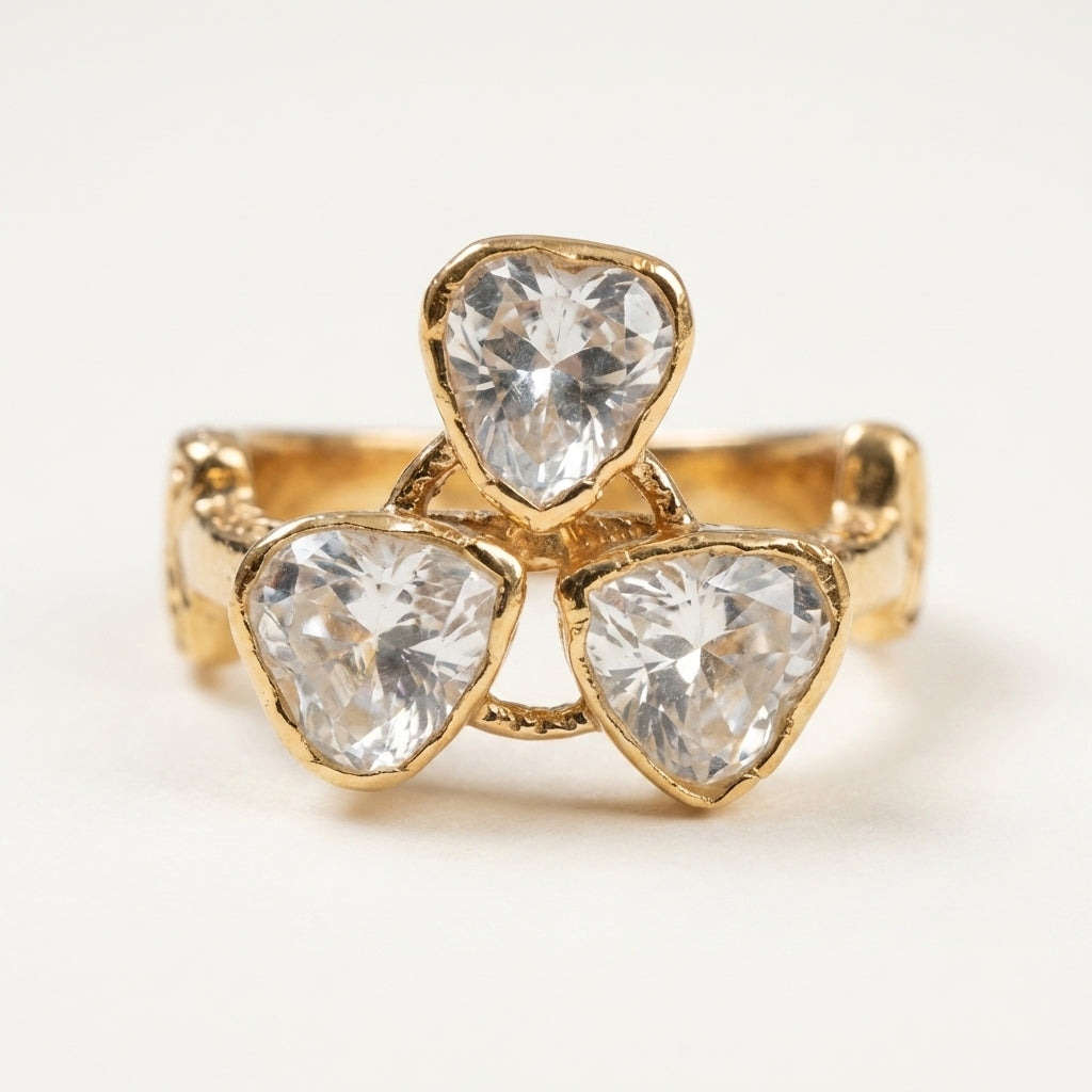 Styled studio shot of the ZEVARAZ Aabha Trikon Polki Silver Ring