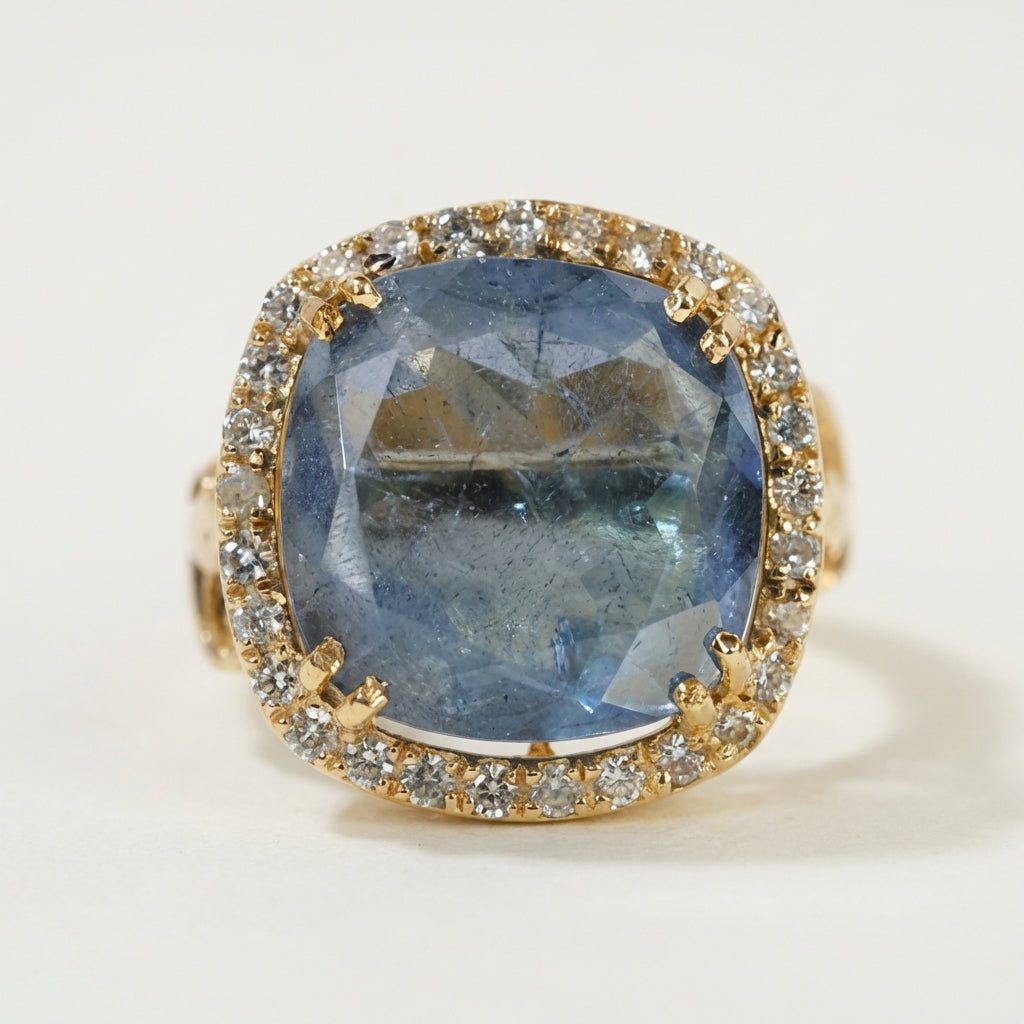 Front catalog view of the ZEVARAZ Ratna Neelam Chand Silver Ring
